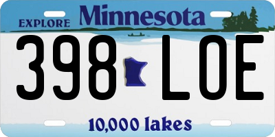 MN license plate 398LOE
