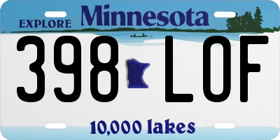 MN license plate 398LOF