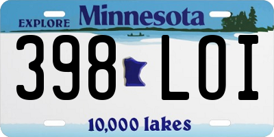 MN license plate 398LOI