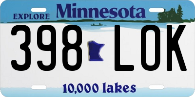 MN license plate 398LOK
