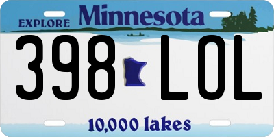 MN license plate 398LOL