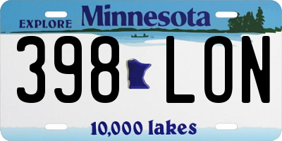 MN license plate 398LON