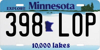 MN license plate 398LOP