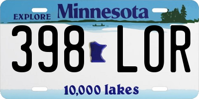 MN license plate 398LOR