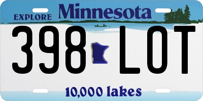 MN license plate 398LOT