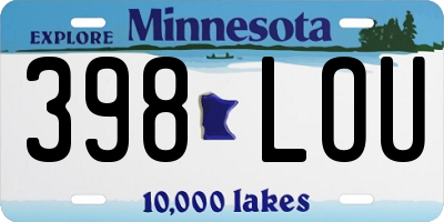 MN license plate 398LOU