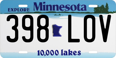 MN license plate 398LOV