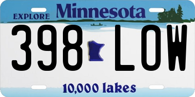 MN license plate 398LOW