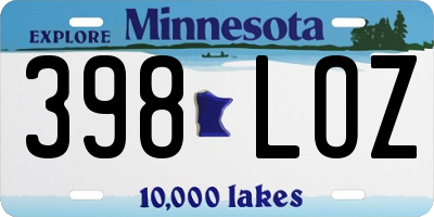 MN license plate 398LOZ
