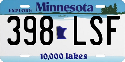 MN license plate 398LSF