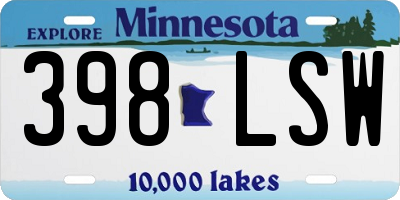 MN license plate 398LSW
