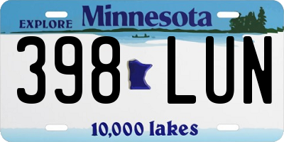 MN license plate 398LUN