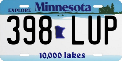 MN license plate 398LUP