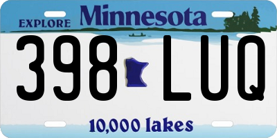 MN license plate 398LUQ