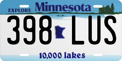 MN license plate 398LUS
