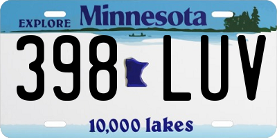MN license plate 398LUV