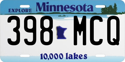 MN license plate 398MCQ