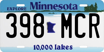 MN license plate 398MCR
