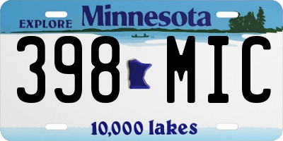 MN license plate 398MIC