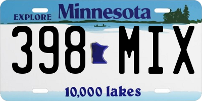 MN license plate 398MIX
