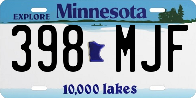 MN license plate 398MJF