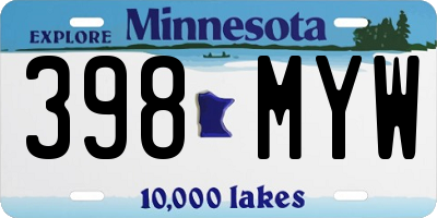 MN license plate 398MYW