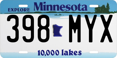 MN license plate 398MYX