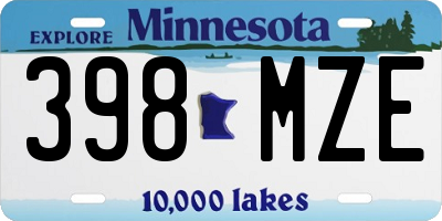 MN license plate 398MZE