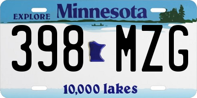 MN license plate 398MZG