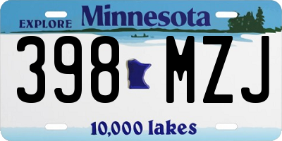 MN license plate 398MZJ