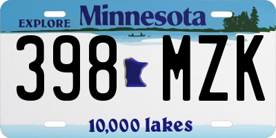 MN license plate 398MZK