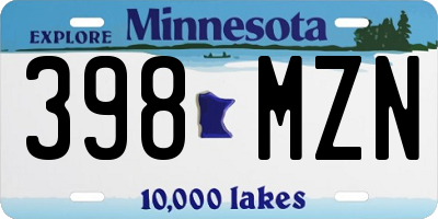 MN license plate 398MZN
