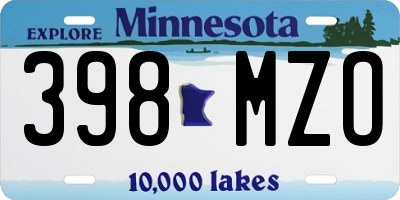 MN license plate 398MZO