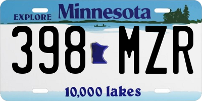 MN license plate 398MZR