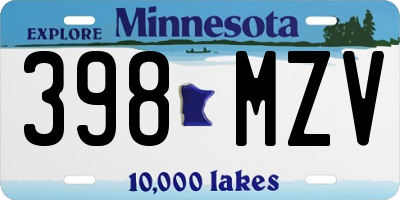 MN license plate 398MZV