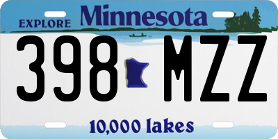 MN license plate 398MZZ