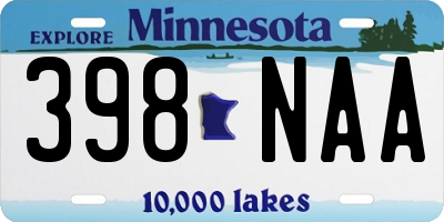 MN license plate 398NAA