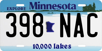 MN license plate 398NAC