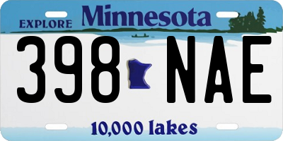 MN license plate 398NAE