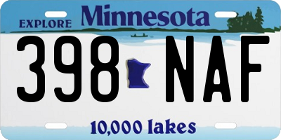 MN license plate 398NAF