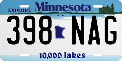 MN license plate 398NAG