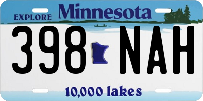 MN license plate 398NAH