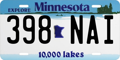 MN license plate 398NAI