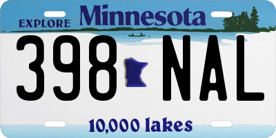 MN license plate 398NAL