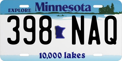 MN license plate 398NAQ