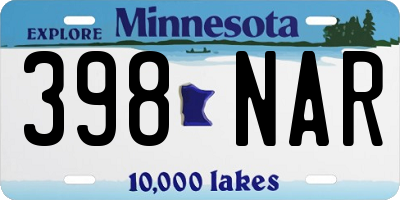MN license plate 398NAR