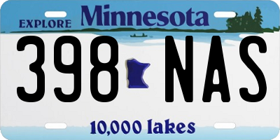 MN license plate 398NAS