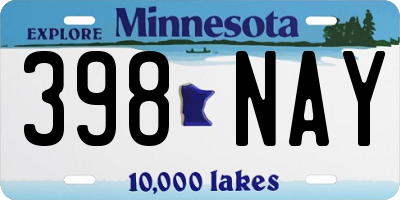 MN license plate 398NAY