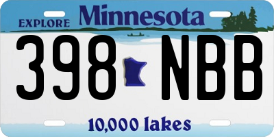 MN license plate 398NBB