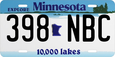 MN license plate 398NBC